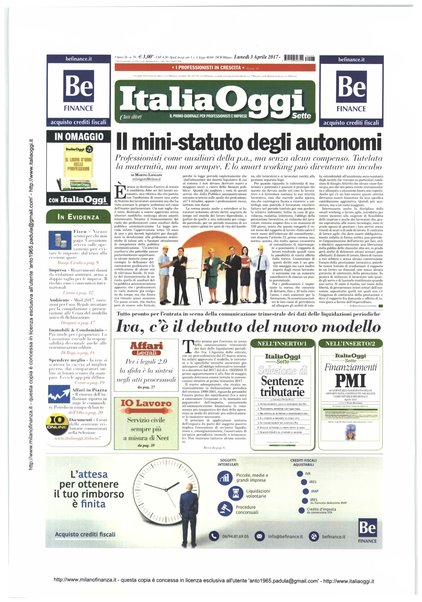 Italia oggi : quotidiano di economia finanza e politica